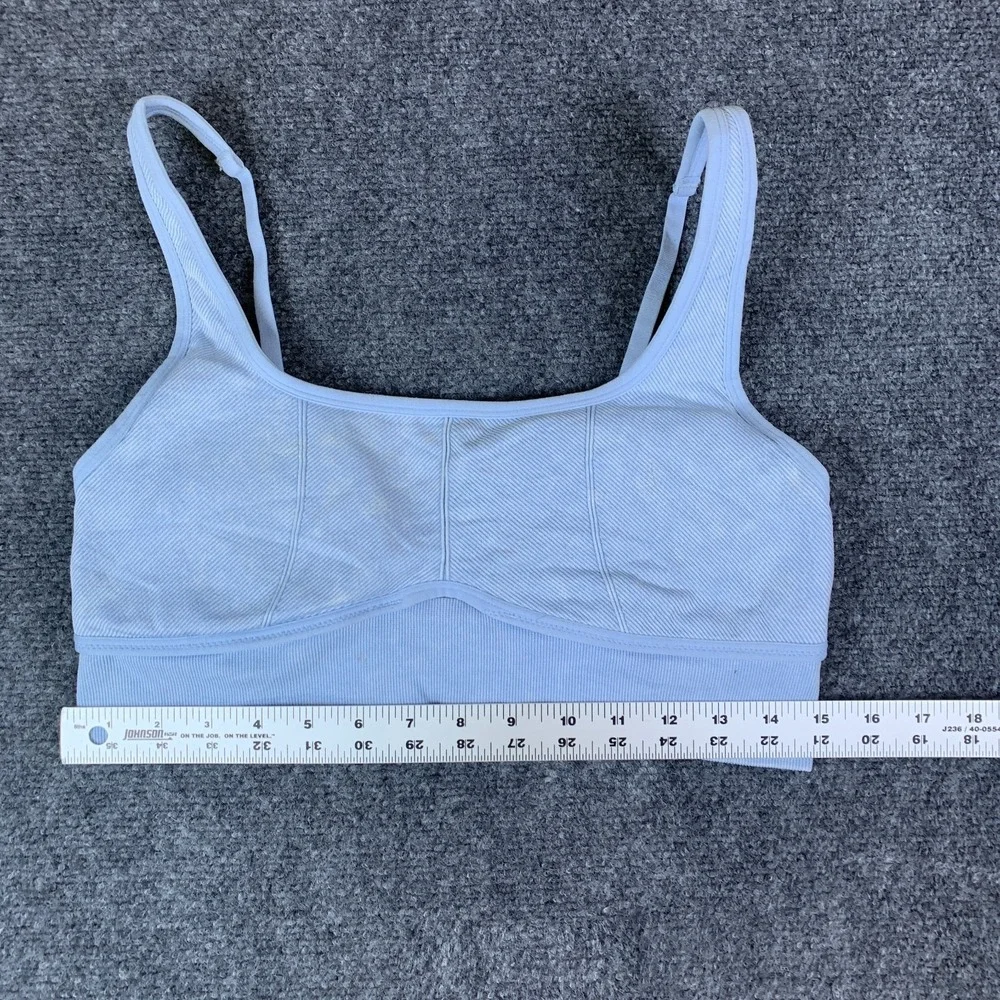 Yogalicious Stonewash Rib Seamless Bra Womens XL Blue Textured Mystic Muse Yoga